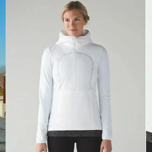 Lululemon Run For Cold Pullover White Size 6 Hooded Half Zip Jacket